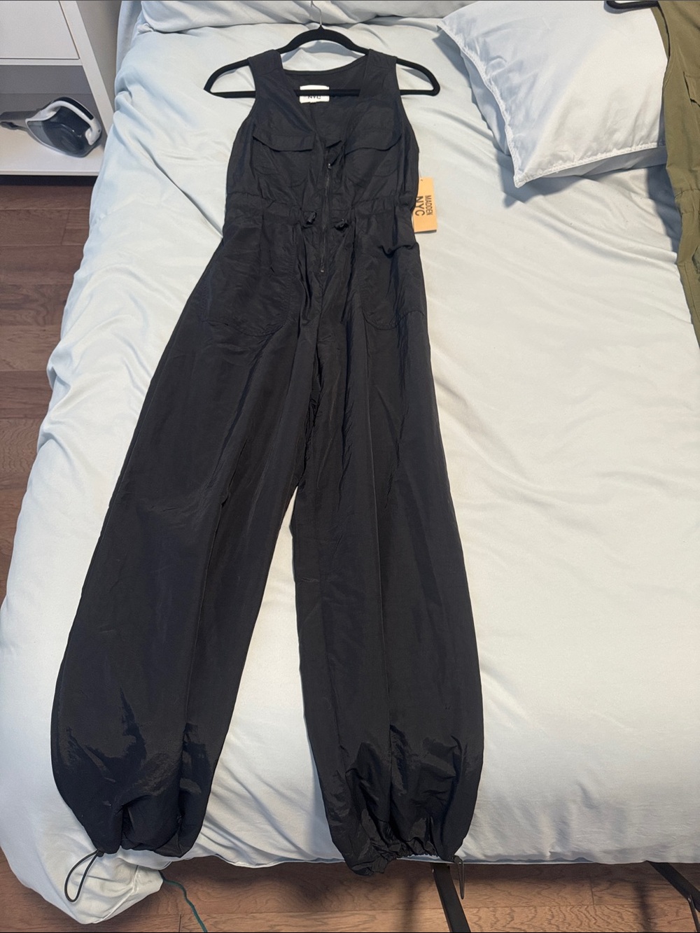 Madden Girl Black Utility Drawstring Jumpsuit